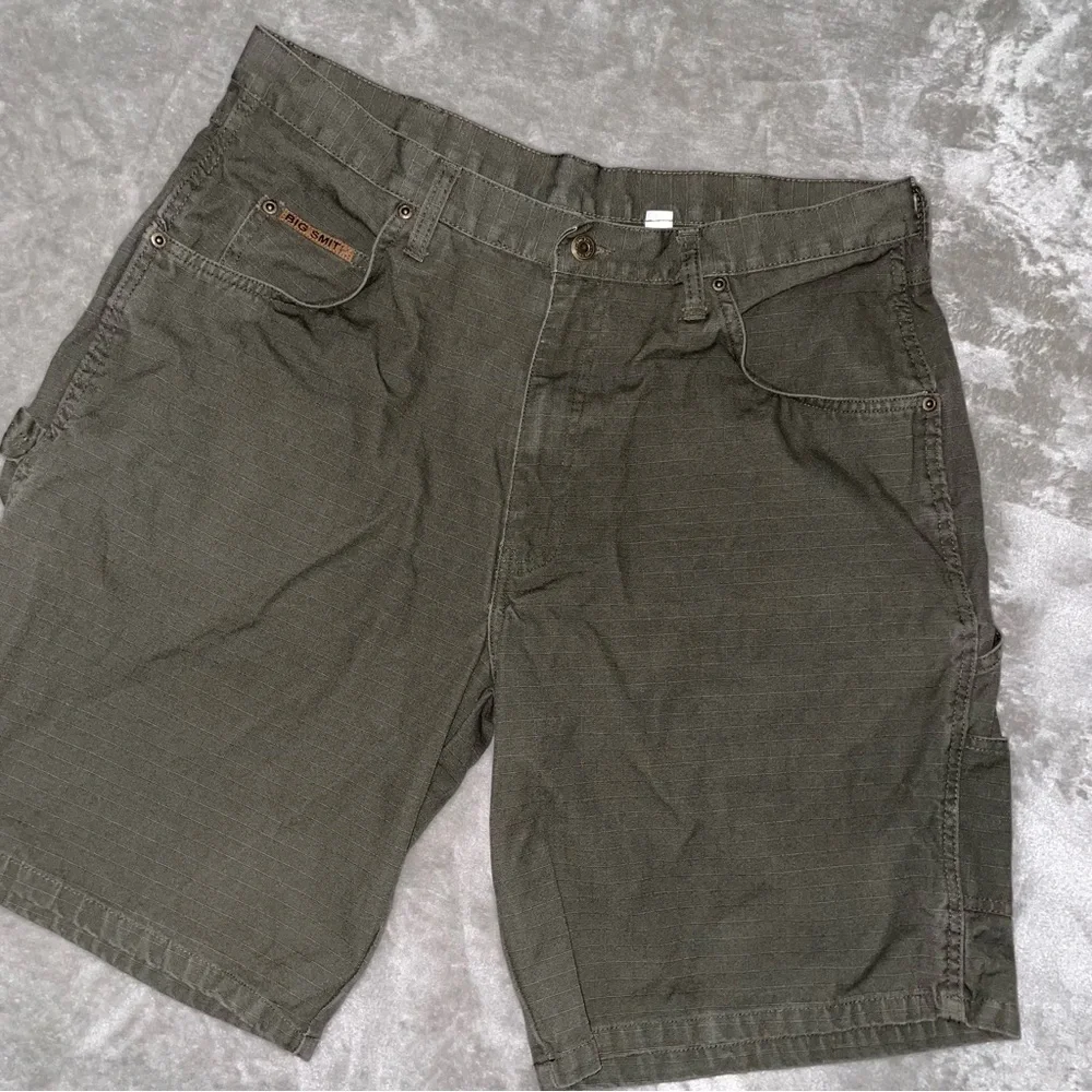 Big Smith Men's Olive Green Cargo Shorts Size 36 Durable Rugged Outdoor Work